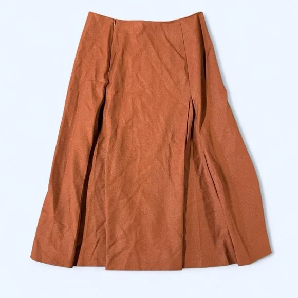 NWT Prada Brown Midi A-line Skirt Pleated Wool New Classic Designer Italy - Picture 2 of 8
